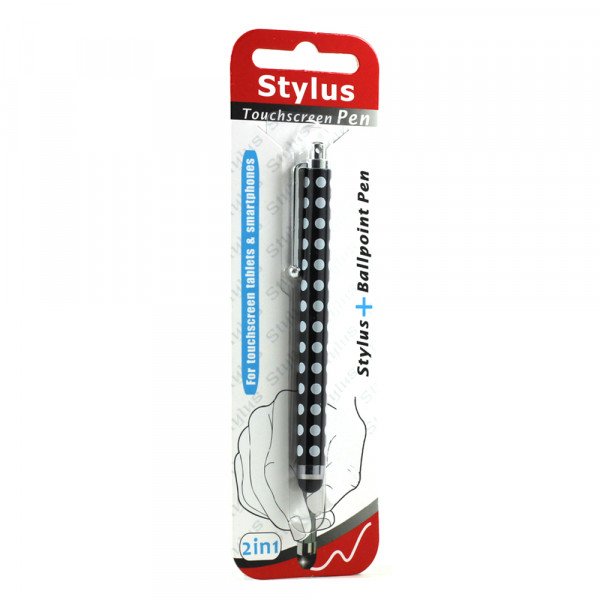 Wholesale Polka Dot Slim Stylus Touch Pen (Black)